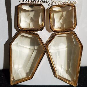 NWT - Fashion Statement Geometric Acrylic Clear Earrings